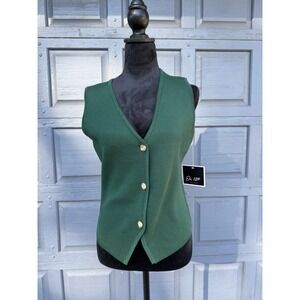 Women's Green Vest With Gold‎ Buttons Size Medium NWT!